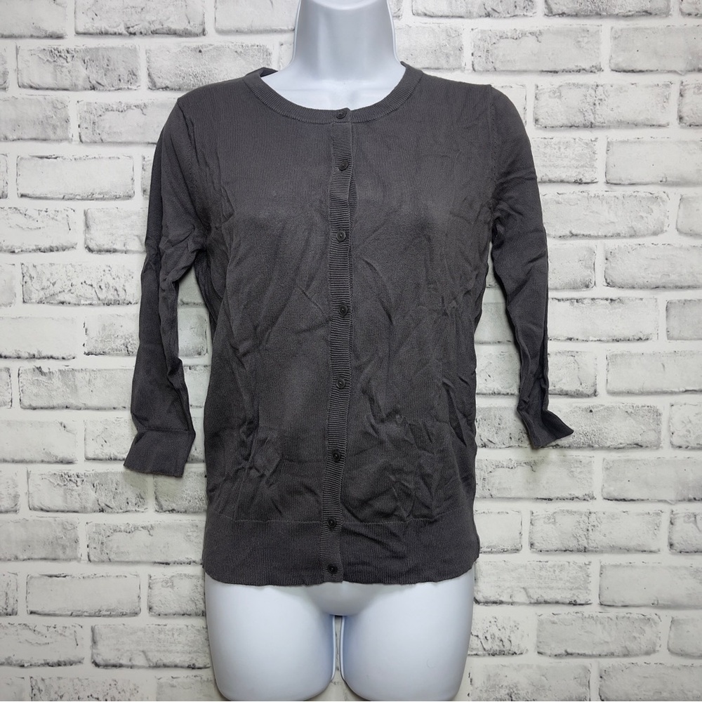 Susina Button Up Dark Gray Cardigan Small